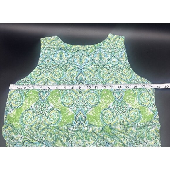 J Jill Blue Green Paisley Print Sleeveless Knit Maxi Dress Sz M Vacation Travel - Picture 8 of 10